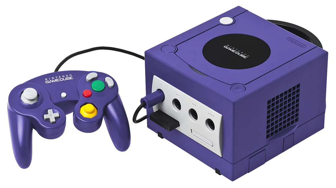 GameCube roxo com controle